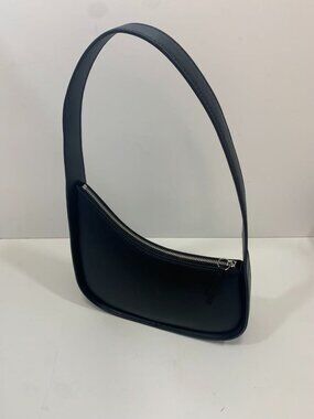 The Row Black Calfskin Leather Half Moon Bag